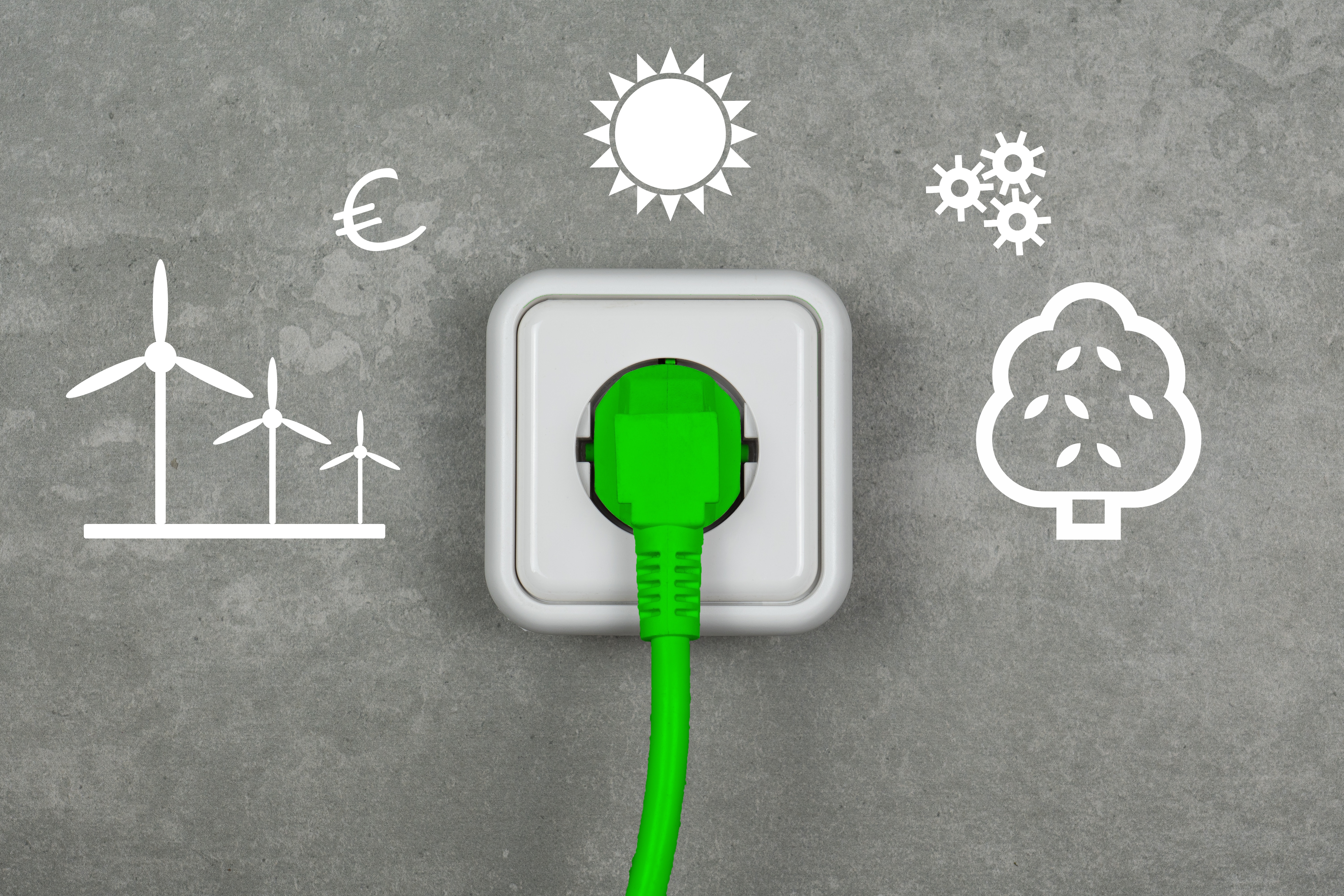 grüner stecker in steckdose energiewende