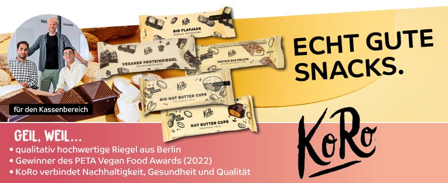 KoRo Riegel und Snacks sind im Lekkerland Webshop erhältlich.