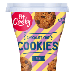 Kleine Kekse mit knackigen Zartbitterstückchen in einer handlichen Verpackung – das sind die neuen Mini Chocolate Chip Cookies der Lekkerland Eigenmarke M‘ Cooky.